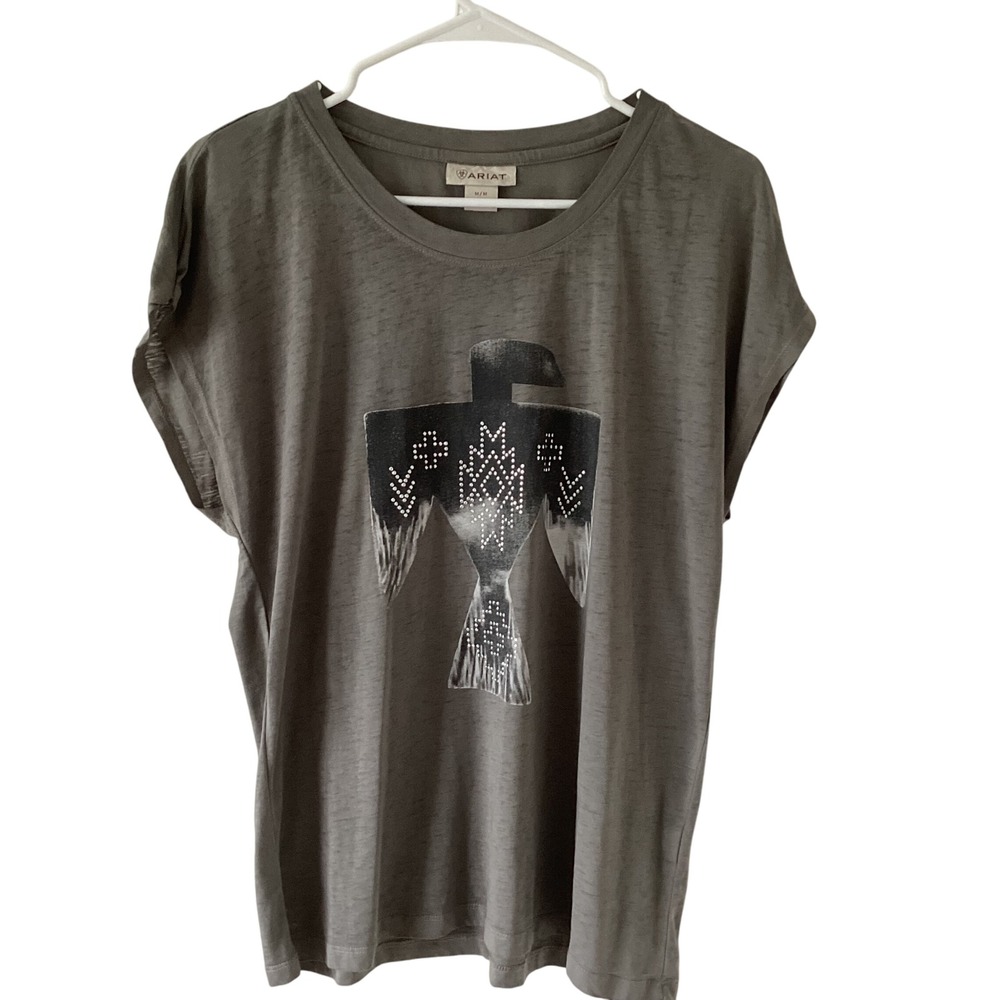 Ariat Womens Olive Green‎ Eagle Graphic Sleeveless T-Shirt Top Size M - Picture 3 of 8